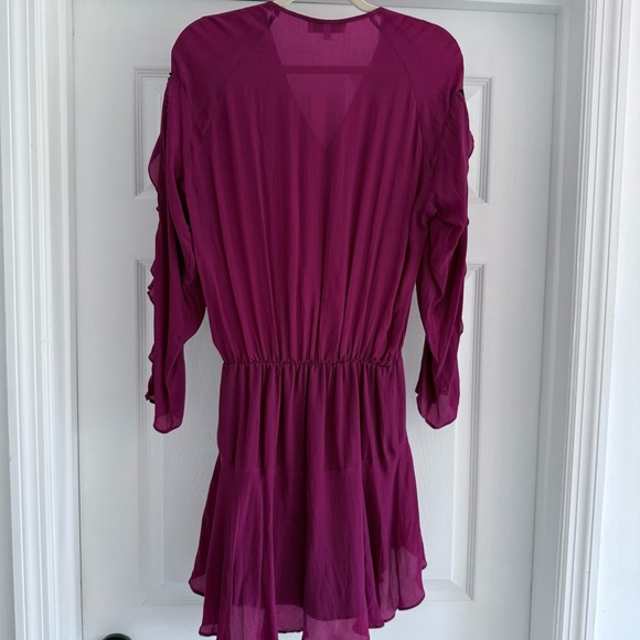 KARINA GRIMALDI Cranberry Purple Silk Long Sleeve Mini Dress M - Picture 9 of 10